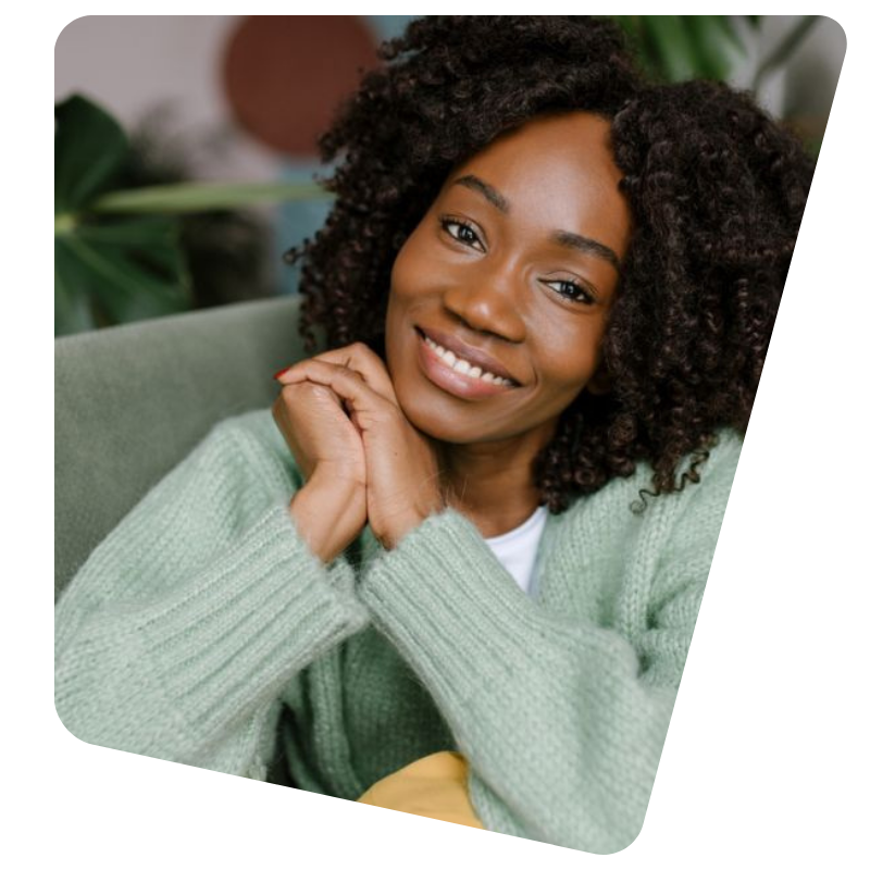 DC Coaching for advocates woman relaxed smiling at camera